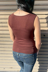 Y2K Crystal O-Ring Ruched Silk-Blend Sleeveless Blouse