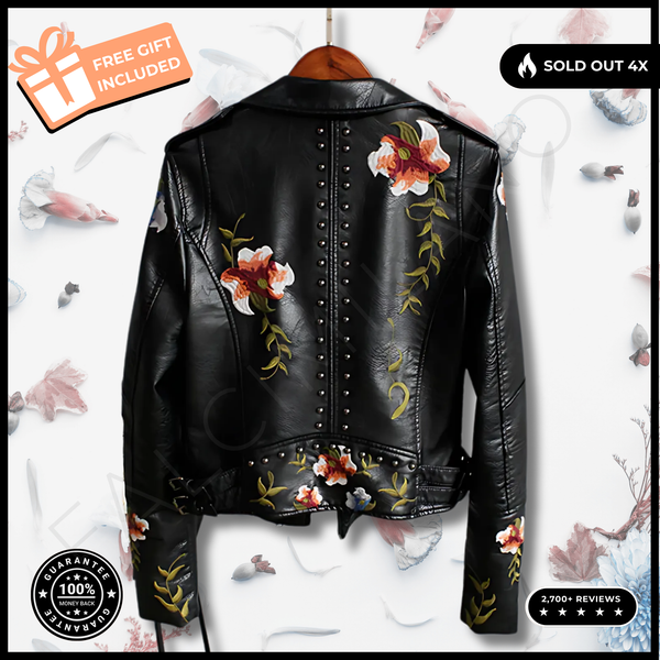 100% Leather Floral Motorcycle Jacket (Cyber Monday)