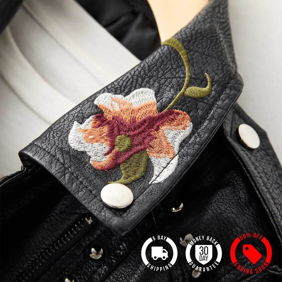 100% Leather Floral Motorcycle Jacket – FalciMilano