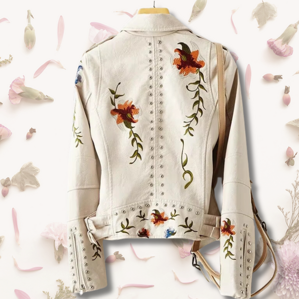 100% Leather Floral Motorcycle Jacket (Cyber Monday)