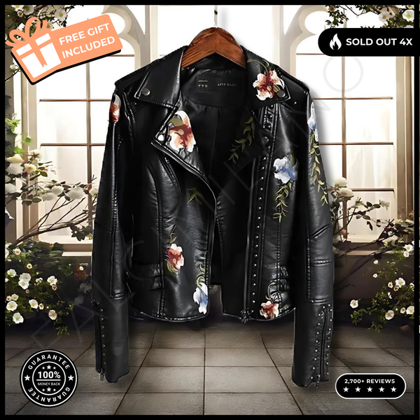 100% Leather Floral Motorcycle Jacket (Cyber Monday)