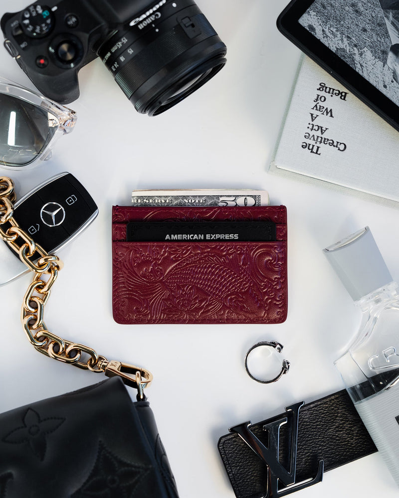 Cherry Red Koi Card Holder