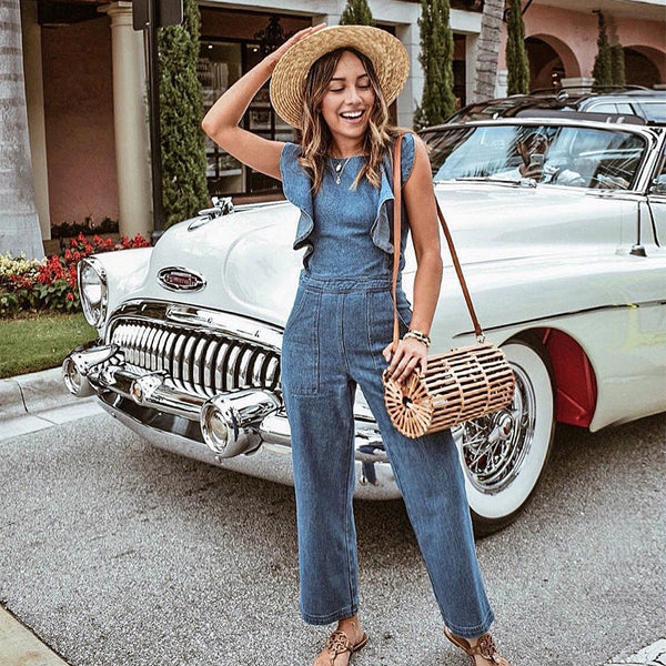 Backless Denim Jumpsuit