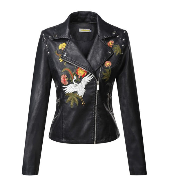 Autumn Flower Leather Jacket