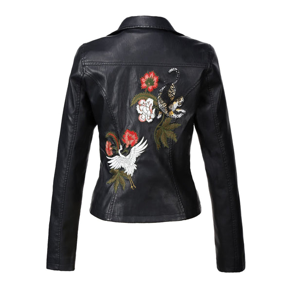 Autumn Flower Leather Jacket